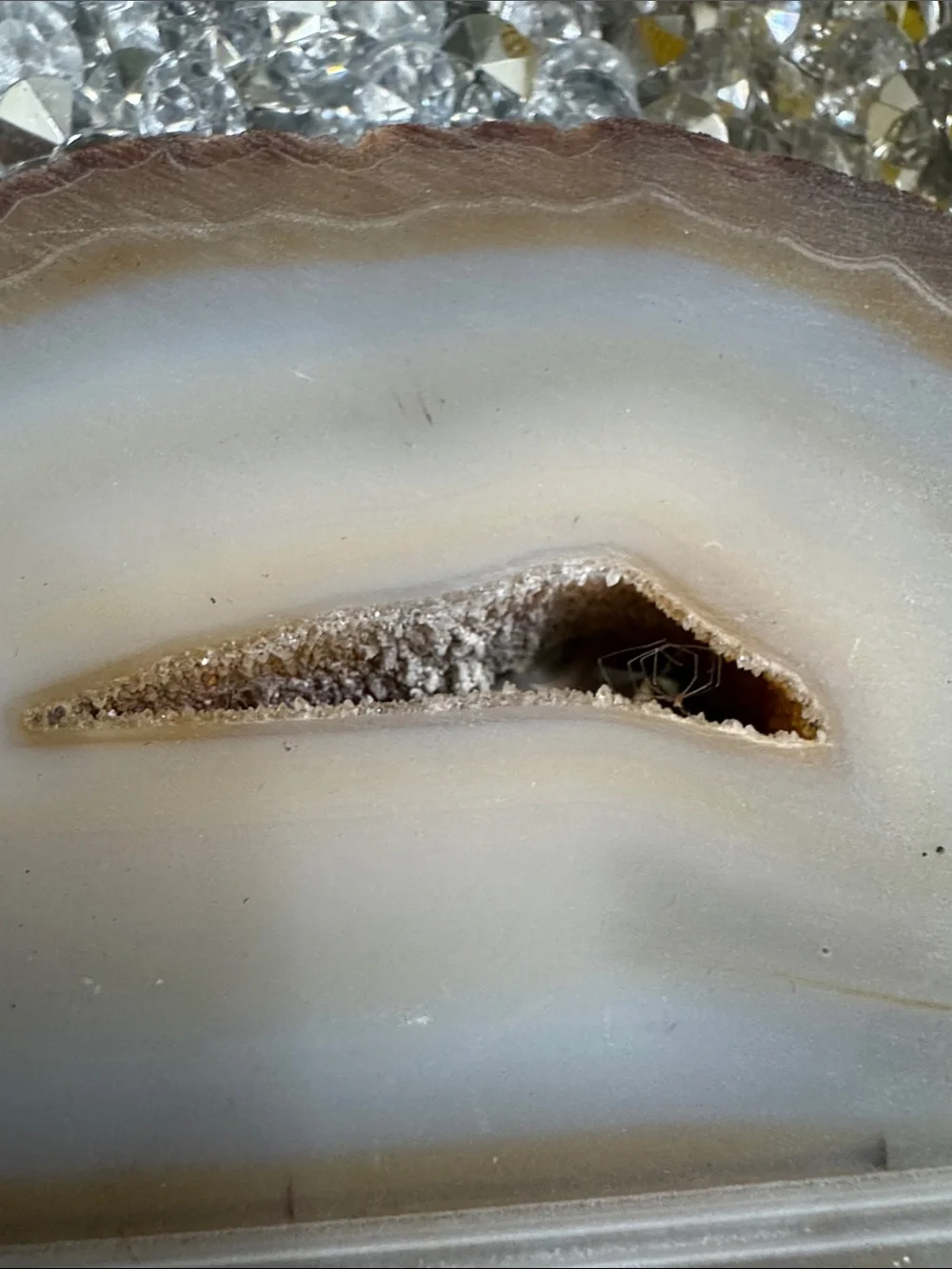 Natural Agate Bookend in Brown and Cream